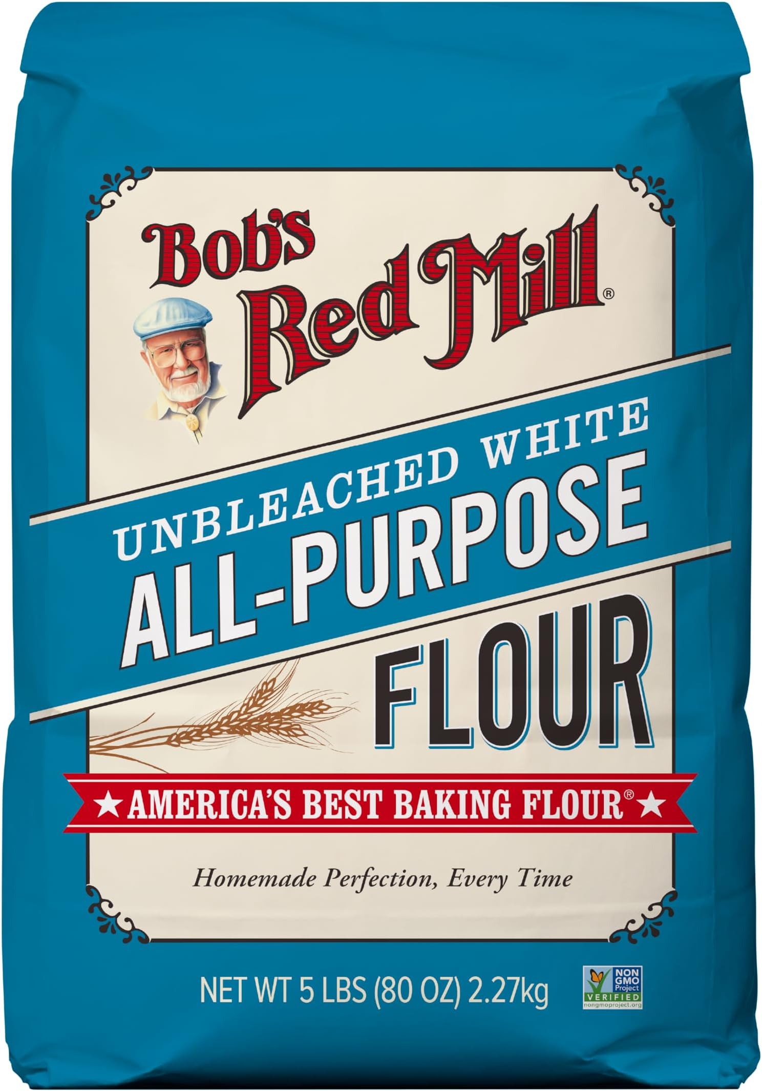Bob's Red Mill Unbleached All Purpose Flour, 5lb (Pack of 1) - Organic, Vegan, Kosher