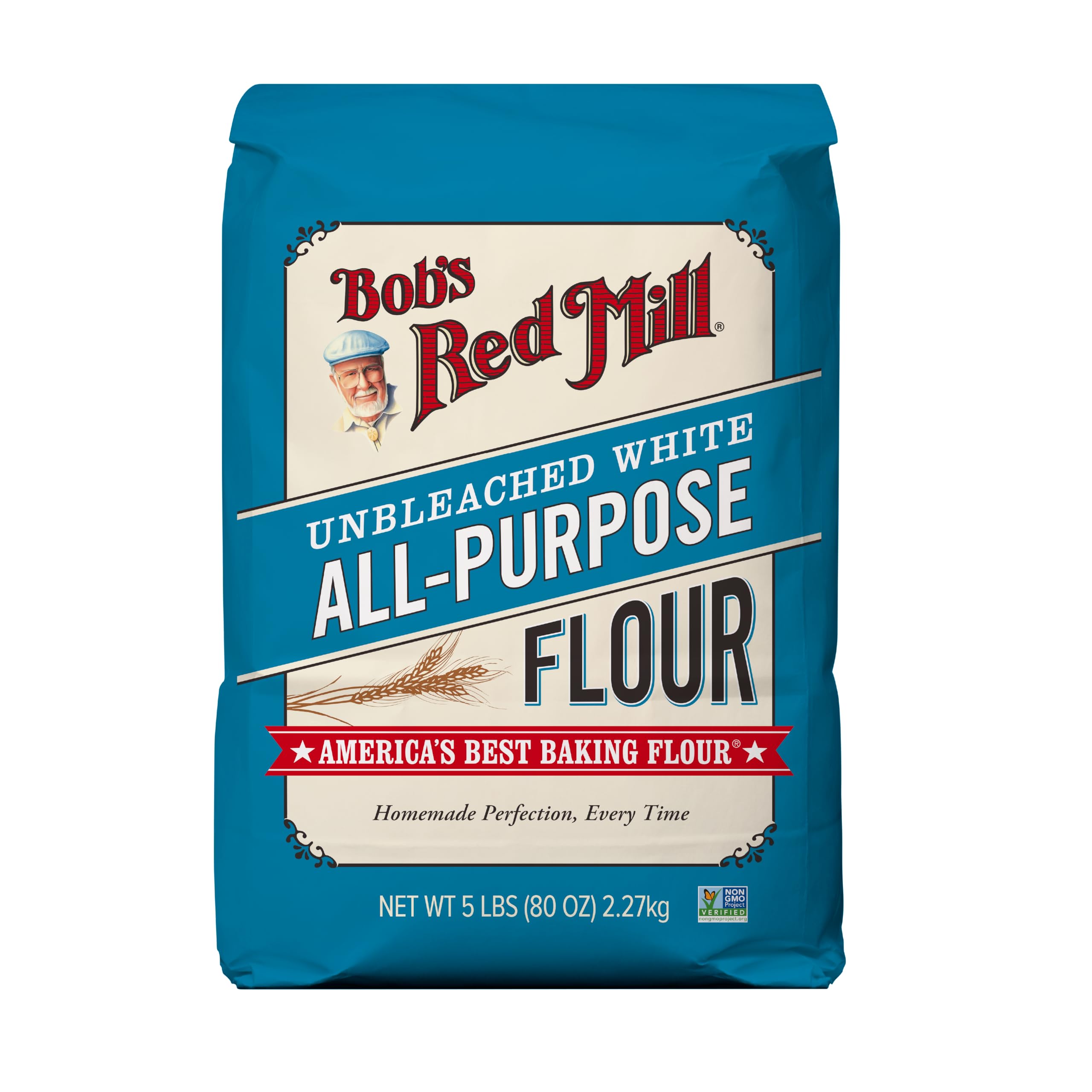 Bob's Red Mill Unbleached All Purpose Flour, 5lb (Pack of 1) - Organic, Vegan, Kosher