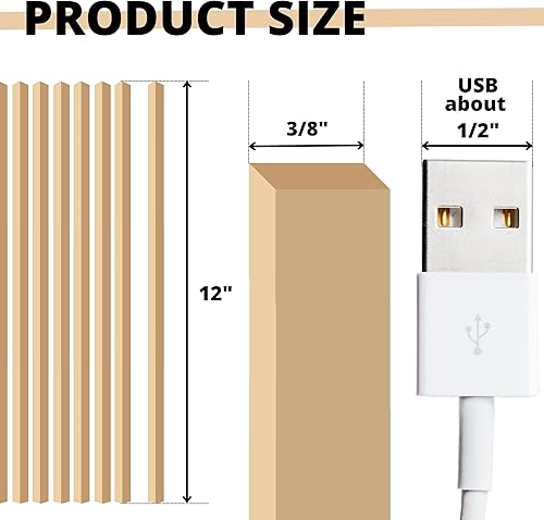 Miniatura 2 de 20 varillas cuadradas de tilo  Varillas de madera sin terminar de 14 x 12 pulgadas, varillas de madera para manualidades, varillas de madera de