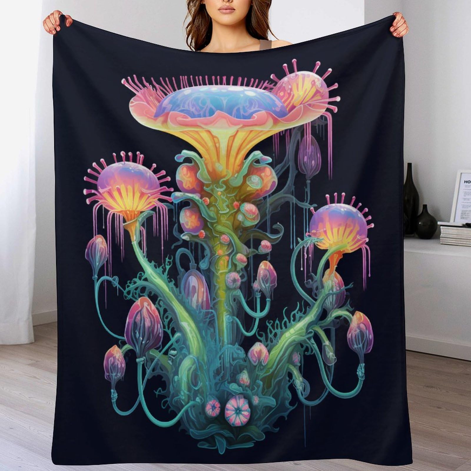 Couverture polaire fleur anti-froid pour lit et canapé toutes saisons