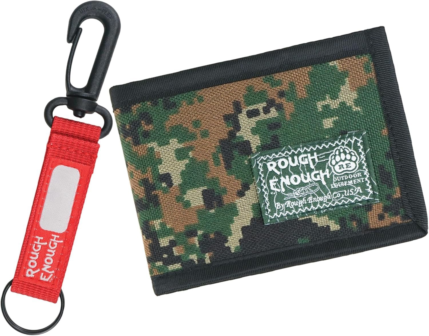 Rough Enough Boys Wallet for Teen Kids Slim Thin Bifold with Coin Zipper Pocket Green Camo