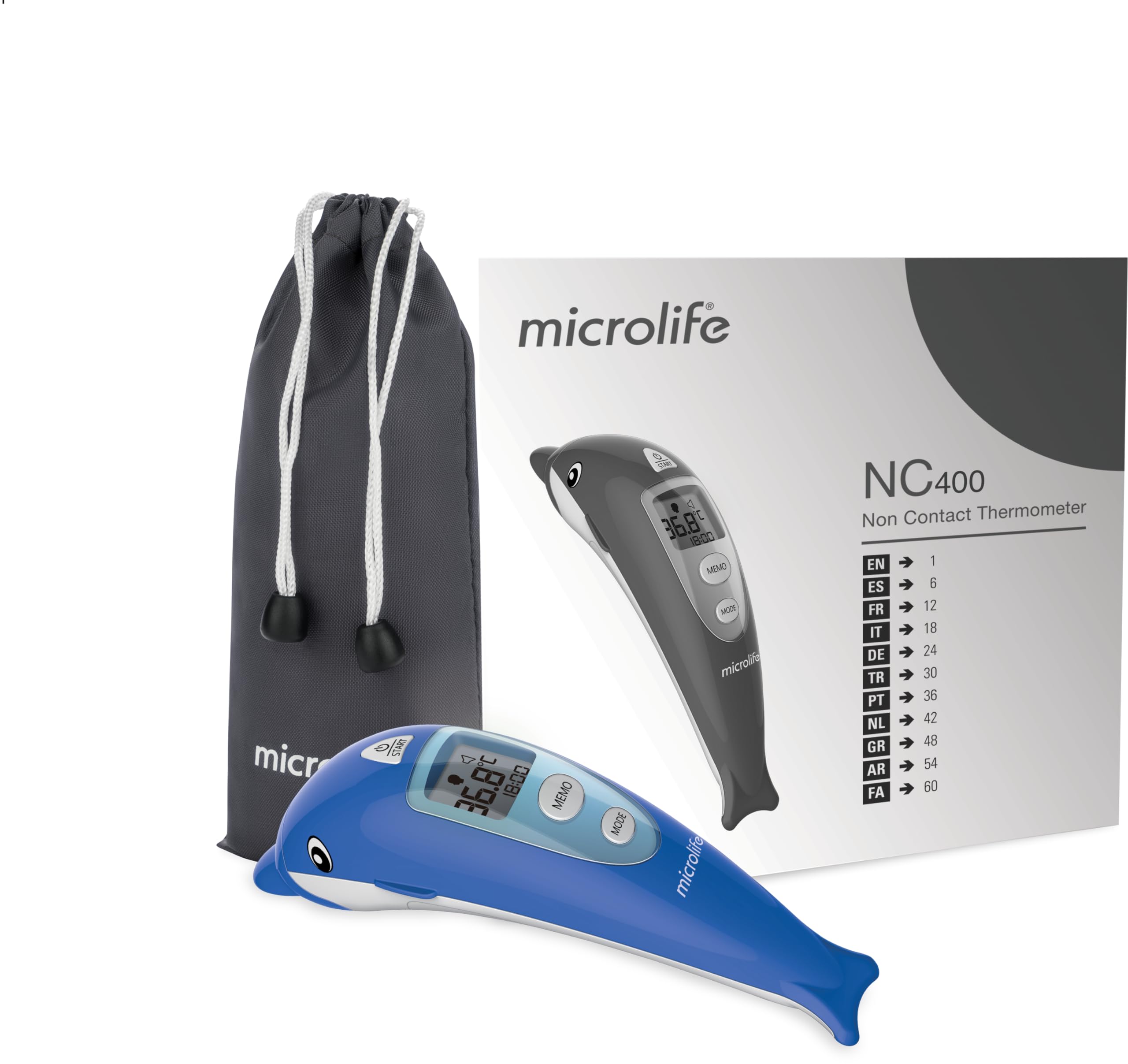 Microlife - Termometro Frontale Senza Contatto NC 400 - Validato Clinicamente, Guida Luminosa, 3 Modalità (Corpo/Oggetto/Ambiente), Design per Bambini, Alta Precisione, Garanzia 5 Anni