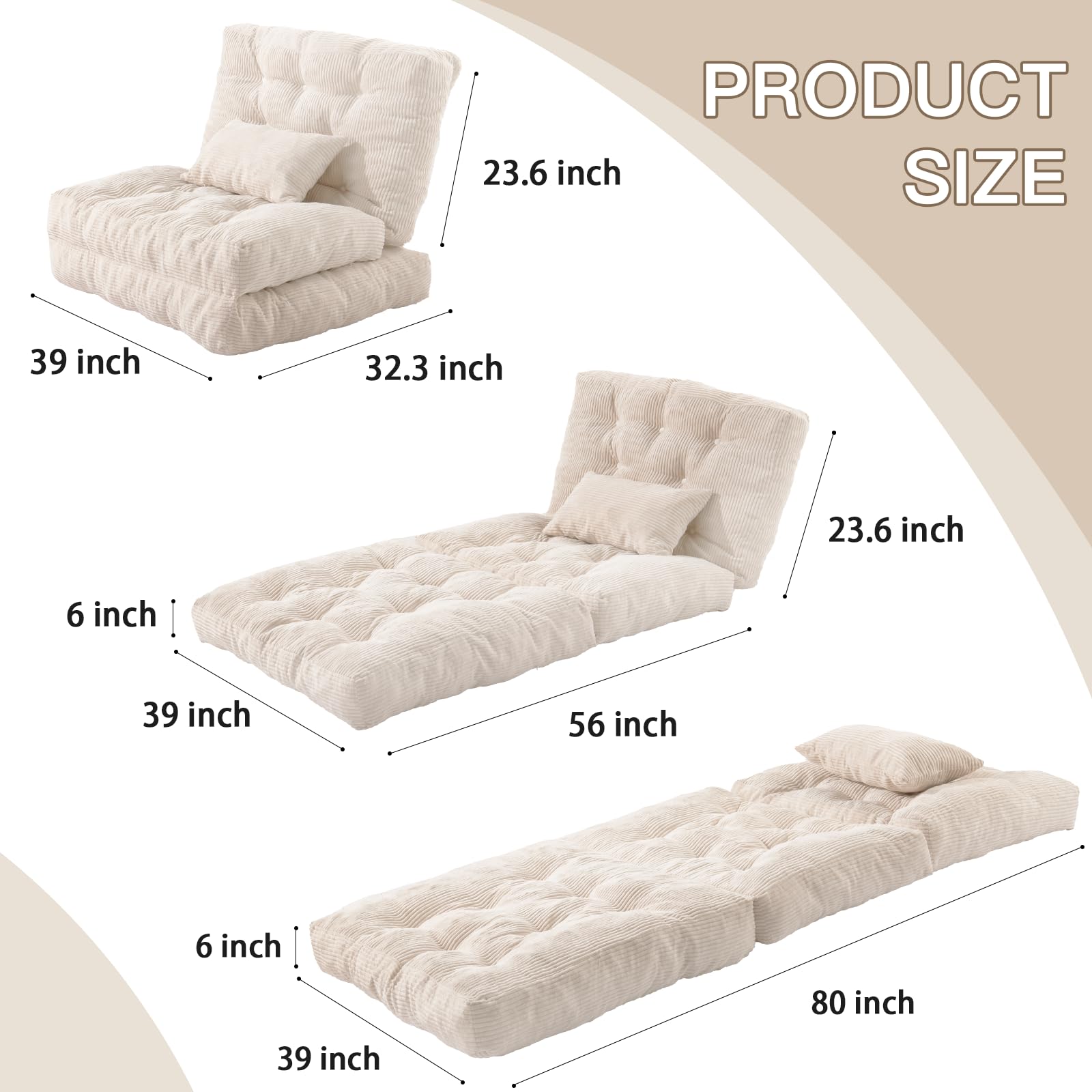 Amazon｜折りたたみ式ソファベッドビーンバッグカウチ、折りたたみ式