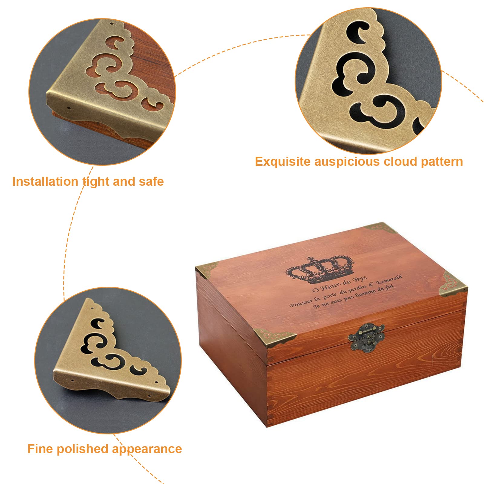 Protezioni Angolari In Ottone Anticato - 4 Pezzi Per Scatole Legno, Design Decorativo