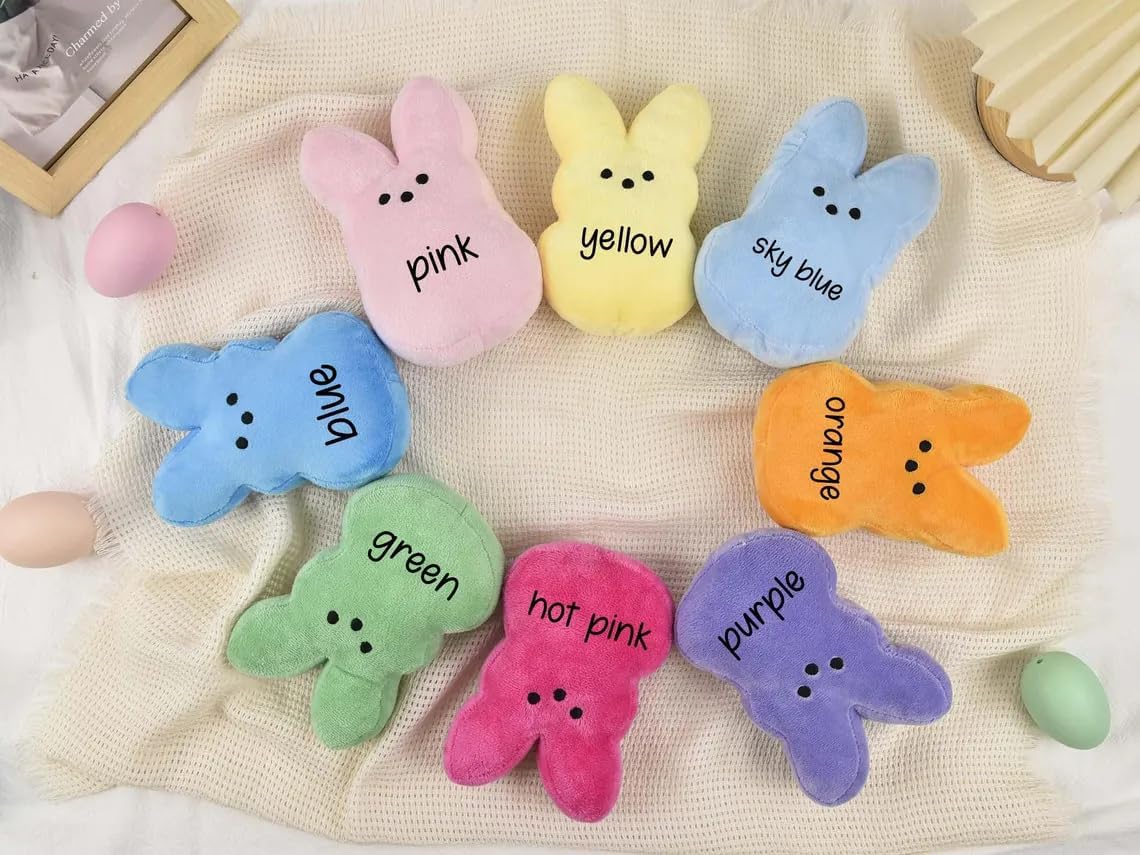 Personalized Peep Bunny Plush - Custom Name Crocheted Easter Rabbit, Soft Easter Basket Stuffer for Kids, Unique Easter Gift for Boys & Girls,Easter Gift