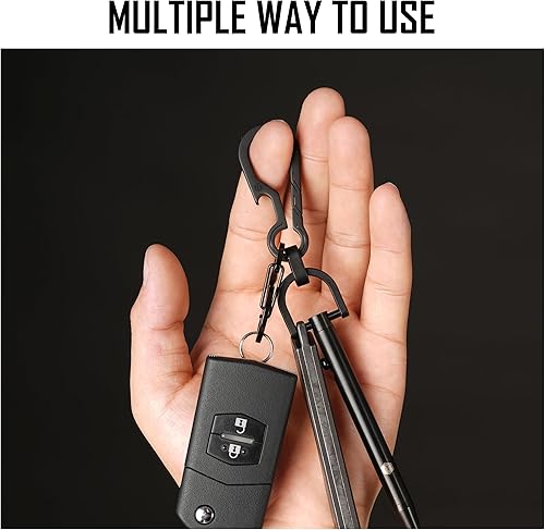 Miniatura 2 de KeyUnity KM15BK Titanium EDC Abridor de botellas Llavero Clip con anillo D y anillo giratorio KA15BK