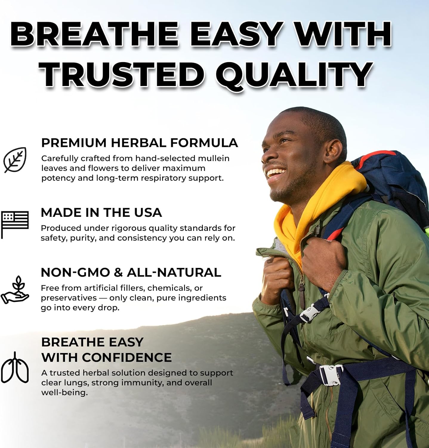 Inhale Mullein Drops for Lungs – Mullein Leaf Extract for Lung Detox, Immune Health, Mucus Relief- Made in USA - Lung Cleanse & Respiratory Support – Natural Supplement for Throat – 4oz - Image 4