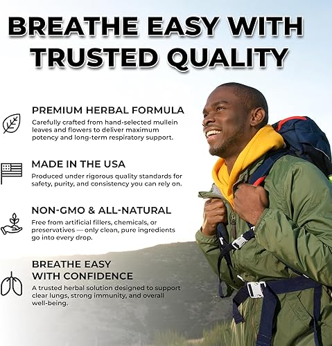 Miniatura 4 de Inhale Gotas de gordolobo - Limpieza pulmonar y apoyo respiratorio - Extracto de hoja de gordolobo a base de hierbas para desintoxicación, salud