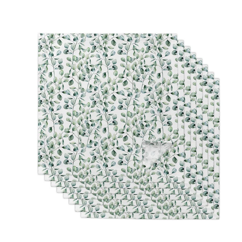 MOBYGKFY Watercolor Eucalyptus Leaves Plant Cloth Napkins Set Banquet Wedding Decor Restaurant Supplies Table