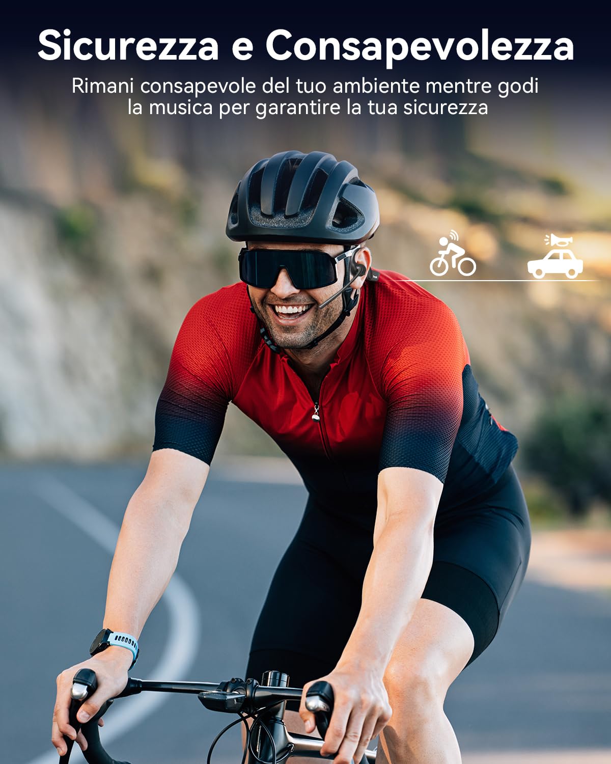 Cuffie Bluetooth con Microfono,Auricolari Bluetooth Cuffie a conduzione aerea,Open-ear Cuffie Wireless Microfono Antirumore,Cuffie aperte per Camionisti, Riunioni, Ufficio, Casa e Affar