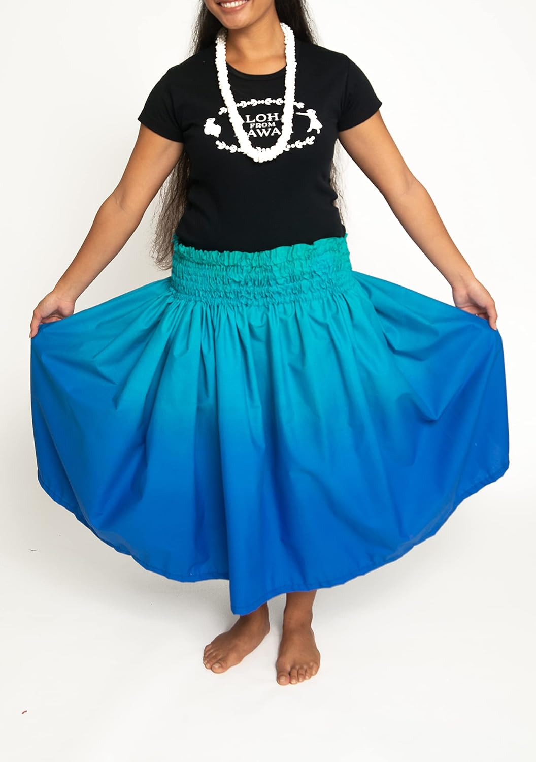 Border Print Hawaiian PAU Skirts - 29.1in Length - 3 Bands one Size with Adjustable Waist for Performances