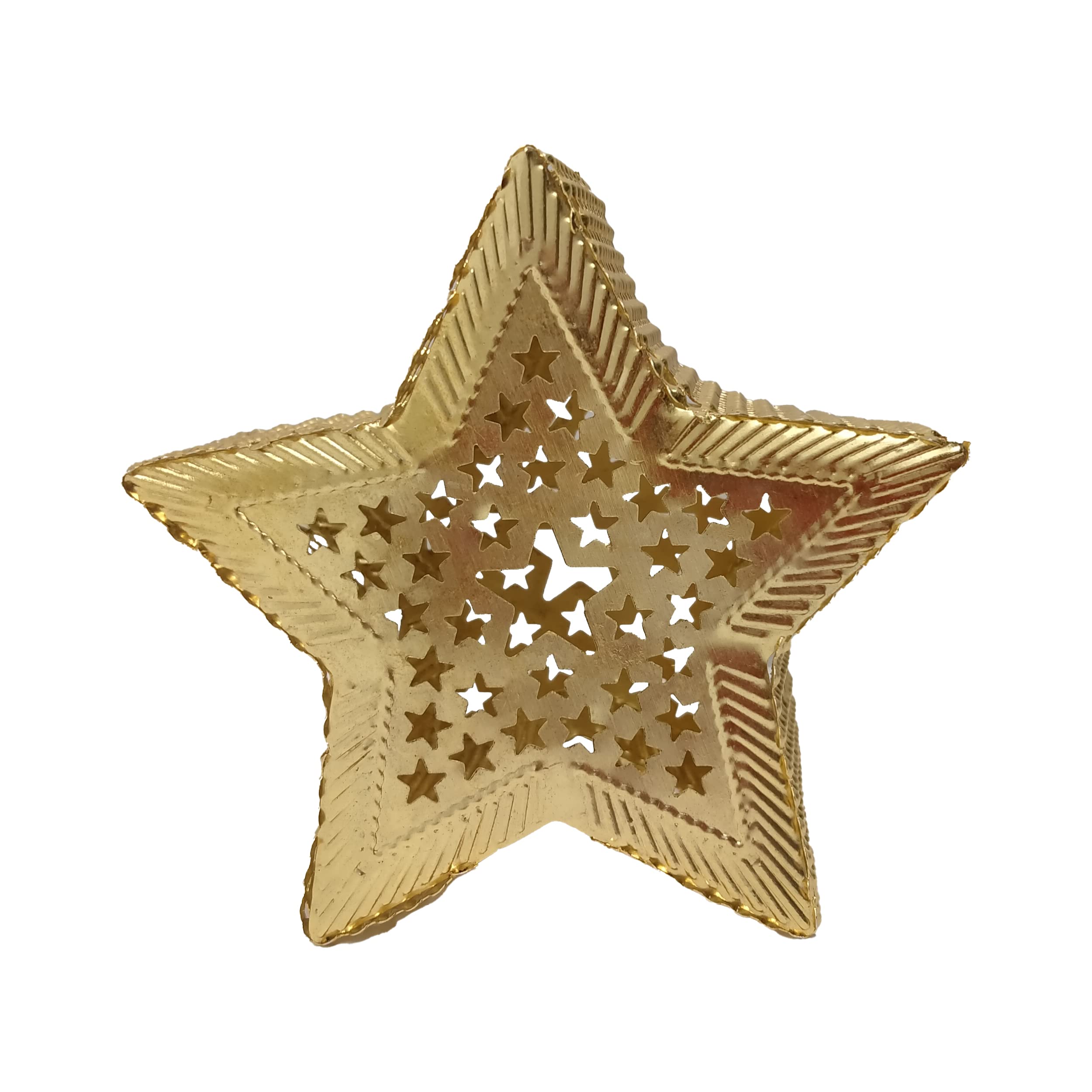 EXCEL IMPEX Golden Star Shaped Christmas Decoration Hanging LED Light Mini Chandelier with 5 Tail Golden Star 8.5cm* 8.5cm Pack of 1, for Room Decoration, Home Decor, Christmas Decor, Diwali Decor 1