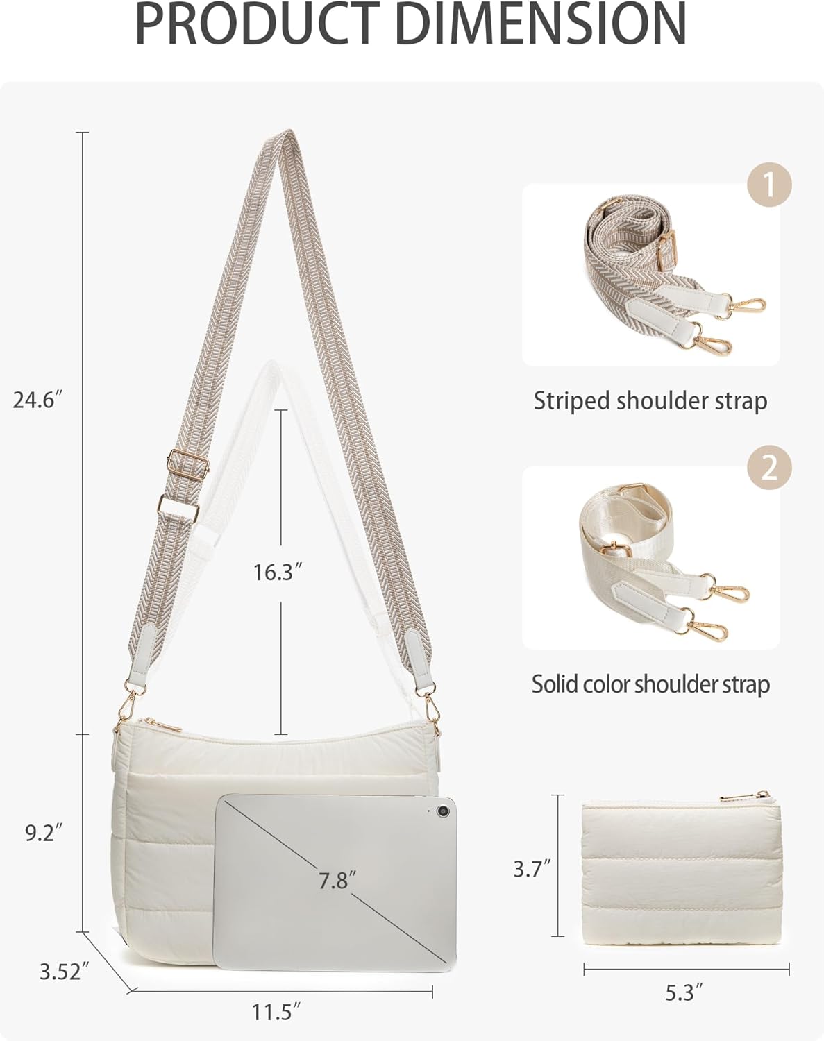 Gitus Puffer Crossbody Bags for Women Trendy Quilted Purses Shoulder Hobo Bag