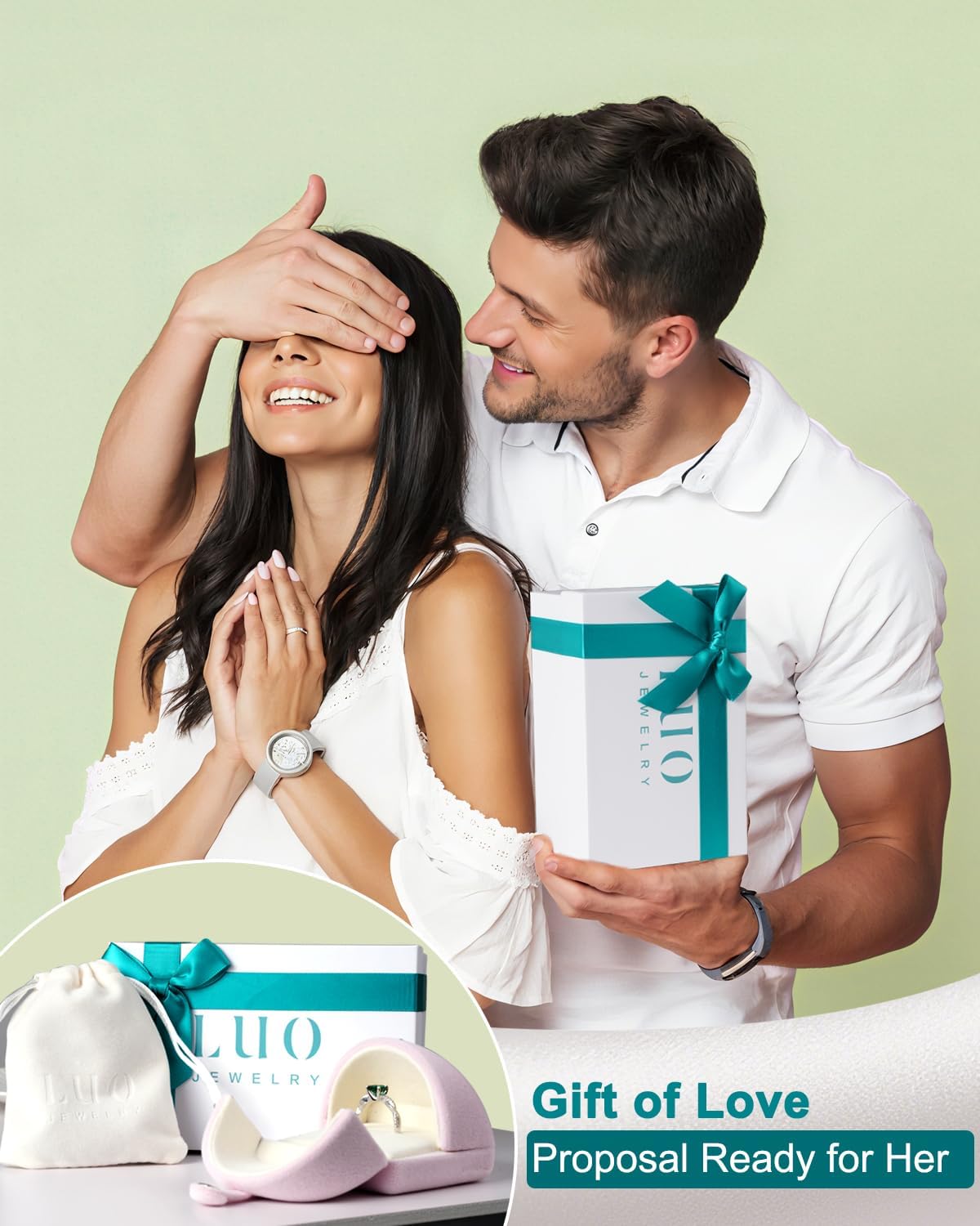 LUO 925 Sterling Silver 7x7mm Round Cut Gemstone Birthstone Rings for Women, Twist Infinity Engagement Ring Birthstone Jewelry Anniversary Wedding Promise for Lady Size 3-13 - Image 6