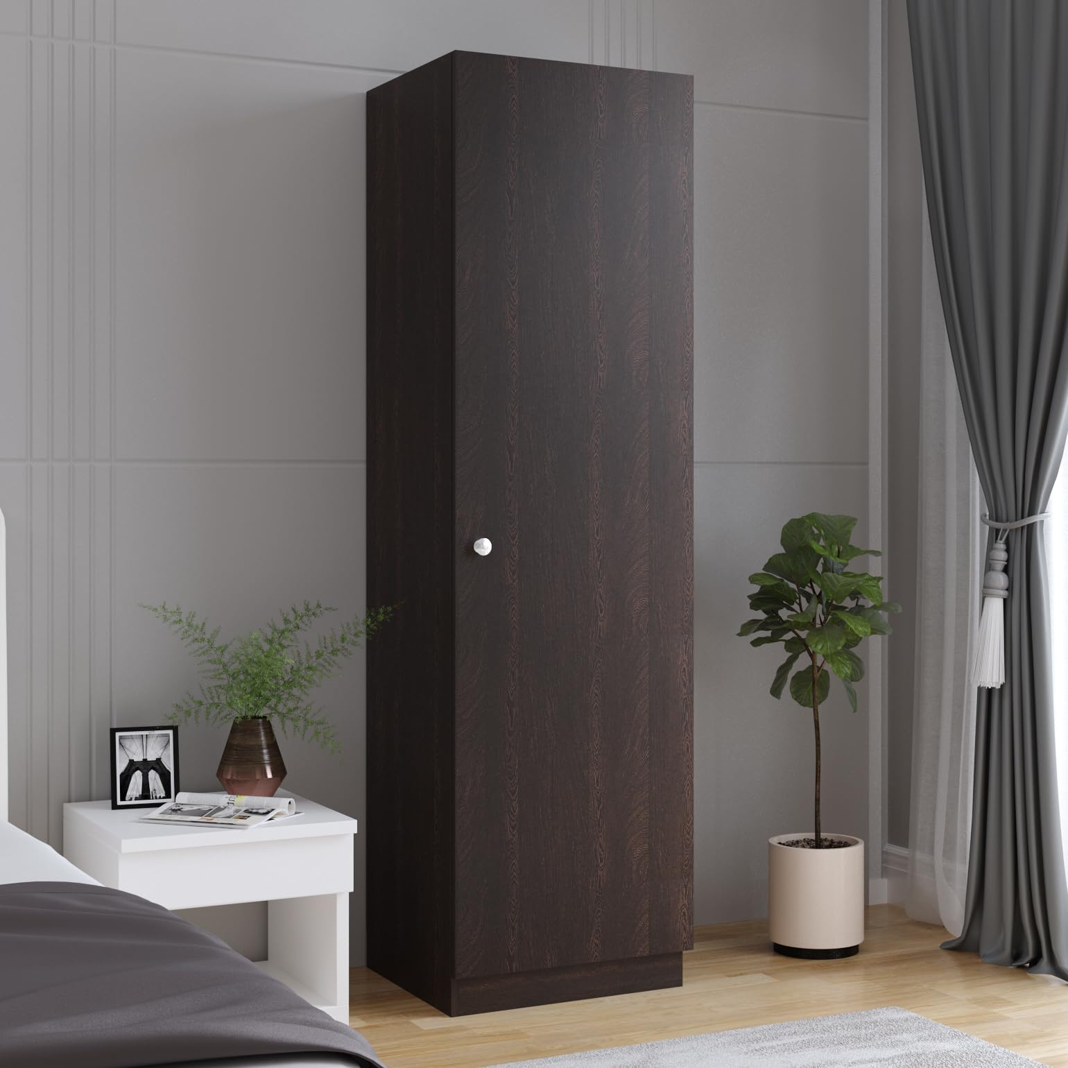 Fanciable Engineering Wood Wardrobe Almirah for Clothes with 1 Door | Single Door Cabinet Closet Organizer | Cupboard for Bedroom Living Room | 43 x 42 x 180 CM (Wenge)