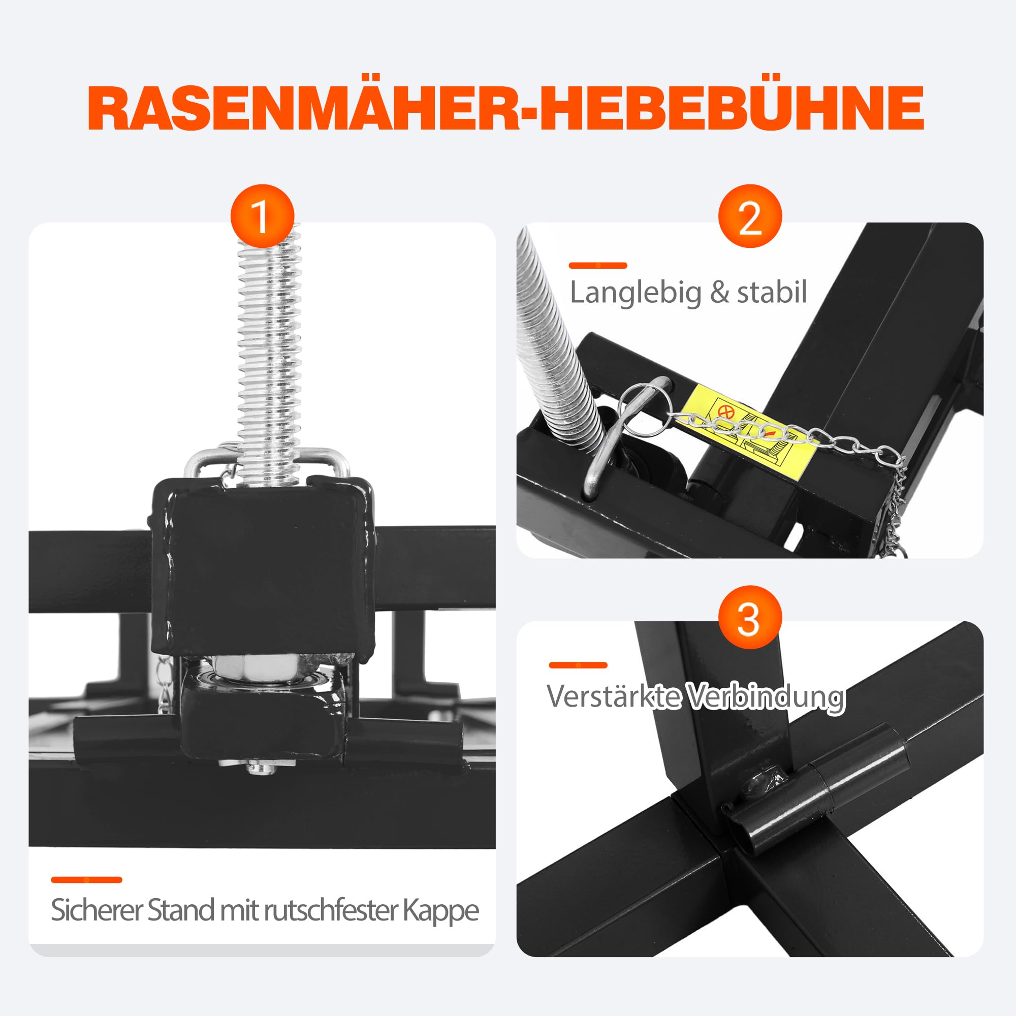 Rasentraktorheber, faltbare Schwerlast-Hebebühne aus Stahl für Rasenmäher, 400 kg Hubkraft, teleskopierbarer Wartungswagen mit Griff für manuellen und Elektrowerkzeug-Einsatz (Schwarz)