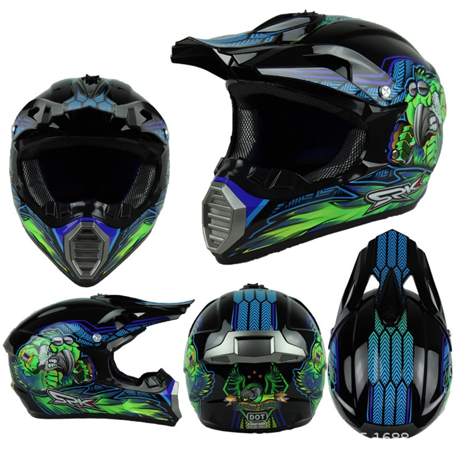 Casco de motocross Fullface MTB para niños, con guantes, máscara de gafas, casco de moto para niños, juego de casco para hombre, ATV, casco de moto MX Enduro, MTB, casco de moto, casco de descenso