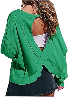 Womens Open Back Workout Tops Long Sleeve Athletic Tshirt Casual Trendy Y2k Shirt Loose Gym Running Yoga Crop Tee Top