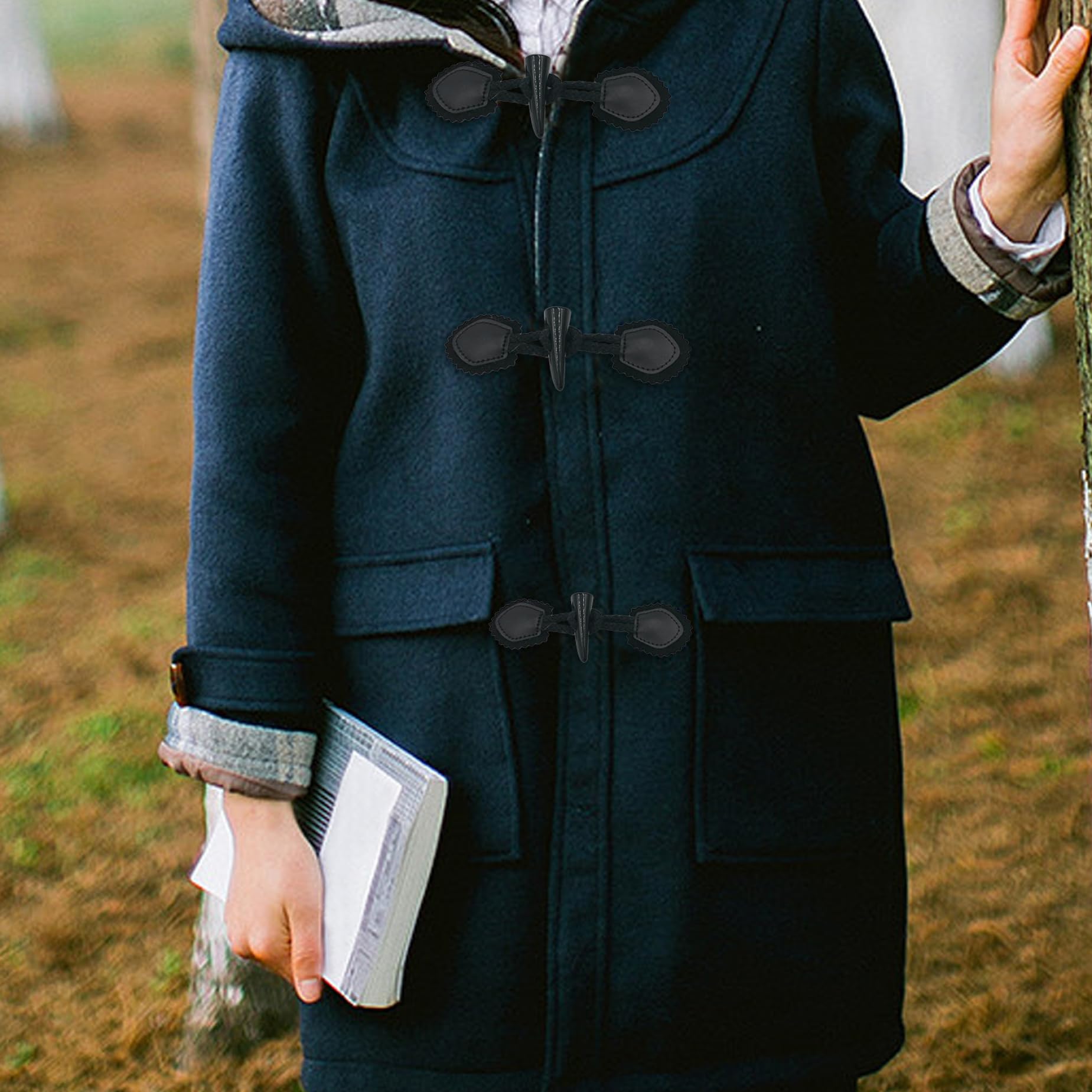 ジャケット・アウター toggle button boa nocollar coat Toggle Buttons 4Pcs PU Leather Duffle Coat Toggles, Vintage Sew-On
