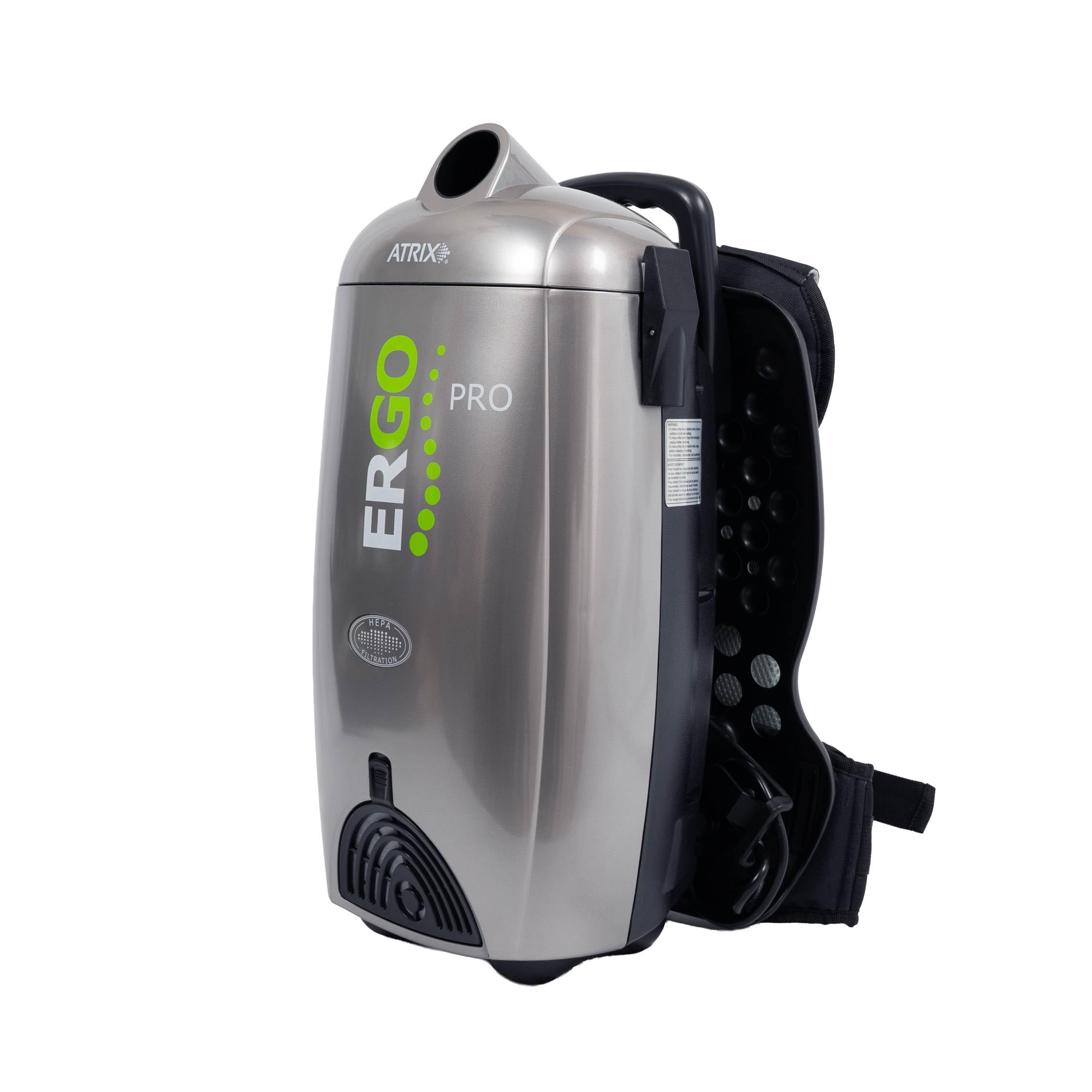 Atrix Ergo Pro Backpack Vacuum Cleaner, 8-Quart HEPA Filtration, 1400W Motor, 106 CFM Suction, Lightweight &amp; Quiet 72 dB, Includes Hose, Wand, Carpet/Hard Floor/Upholstery/Crevice Tools