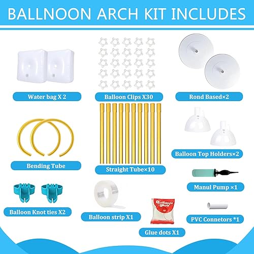 Miniatura 3 de Kit de arco de globos: soporte de arco de globos flexible de 8.2 pies y 6 pies con base y bomba manual, soporte de globo de medio arco reutilizable