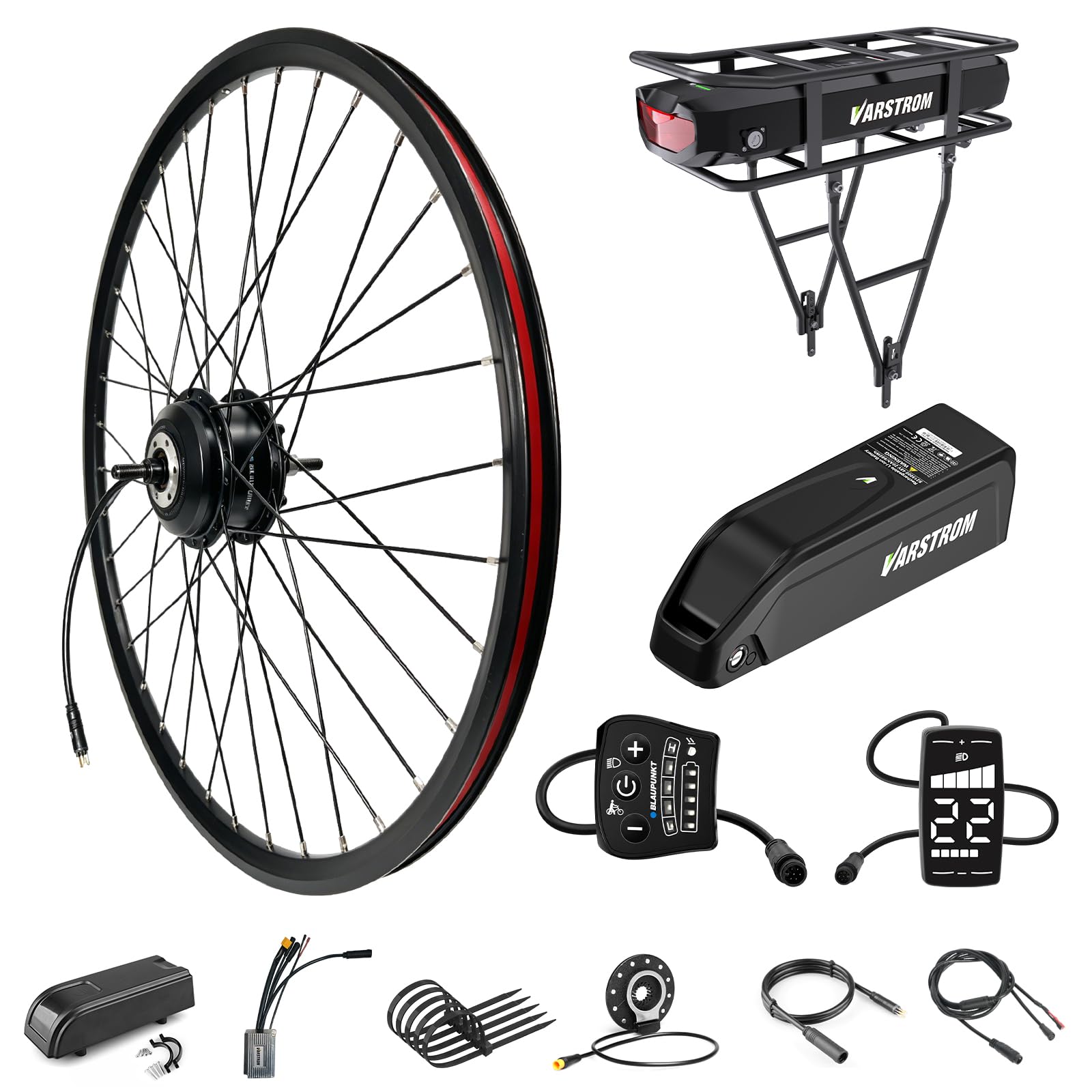 36V 250W Kit Conversione Bici Elettrica con Batteria Opt 26" 27.5" 28" 29" | 700C Kit Bici Elettrica Ruota Anteriore Posteriore per City Bike MTB con Freno a Disco Freewheel Spostamenti Quotidiani