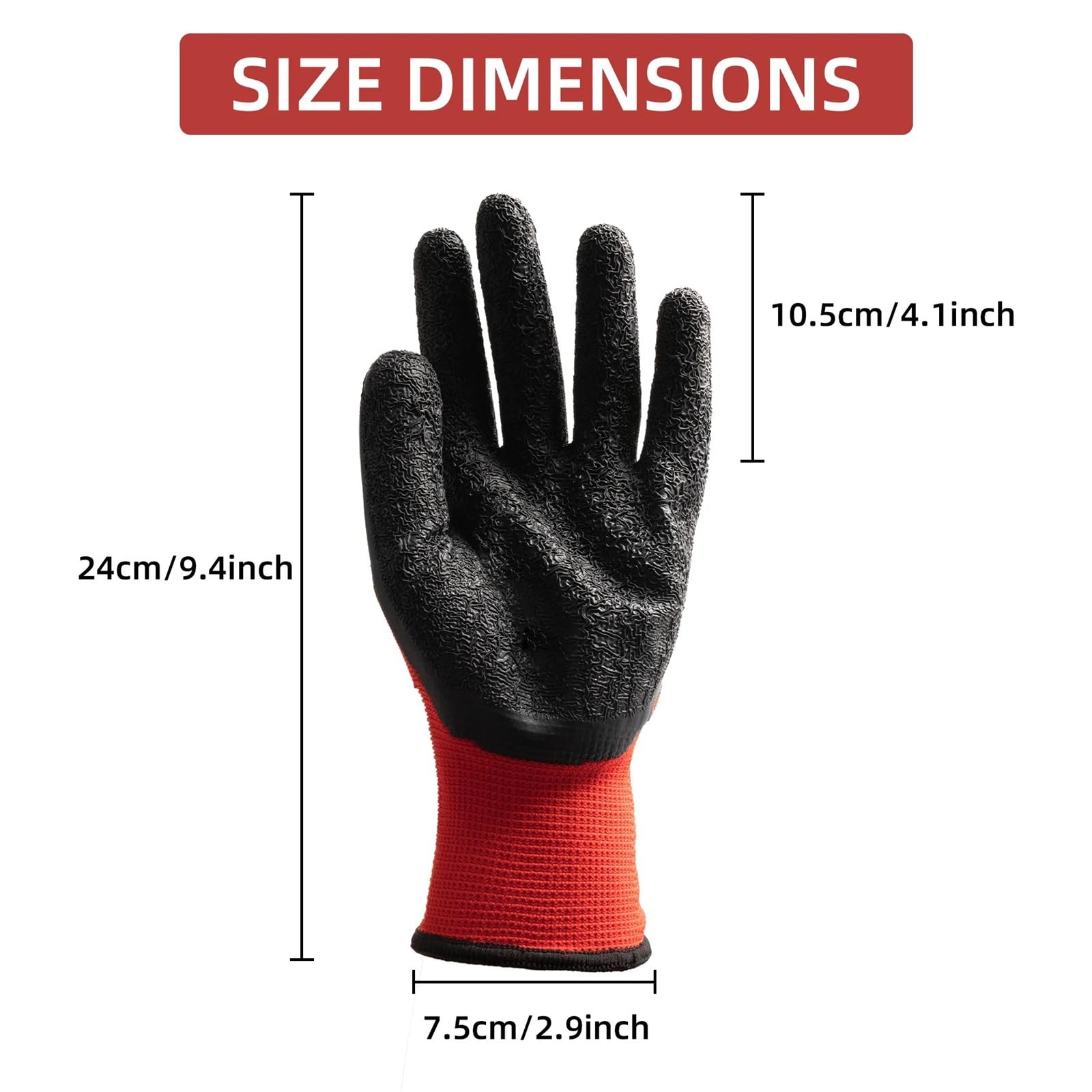 Guantes de trabajo de nitrilo resistentes al aceite | Pack de 12 guantes antideslizantes medianos for mecánica y trabajos de jardinería.(Red)