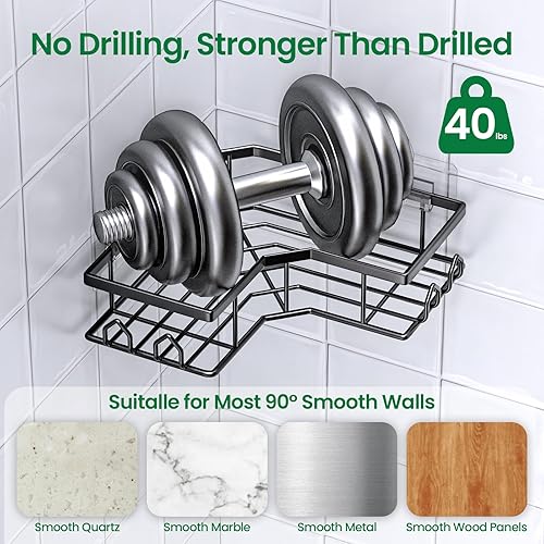 Miniatura 3 de Adhesive Shower Caddy, 2 Pack Corner Bath Organizer, Rustproof Stainless Steel Shower Shelves with Large Capacity, No Drilling Shelves for Bathroom