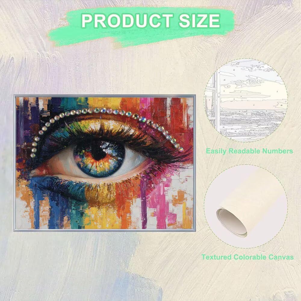 Malen Nach Zahlen Erwachsene DIY Komplettset - Hochwertige Acrylfarben & Leinwand - Entspannendes Kunsthandwerk für Anfänger & Fortgeschrittene - Ideales Home Deko - Augenfarbe Motiv (80x100cm) C-955