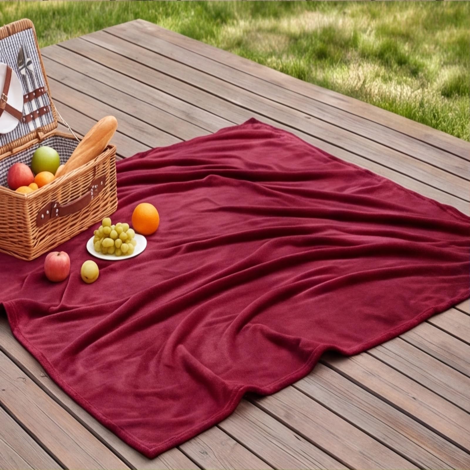 Koc polarowy 140 x 220 cm Puszysty i ciepły, flanelowy koc flanelowy pomysł na prezent na sofę w podróż, wino, czerwony