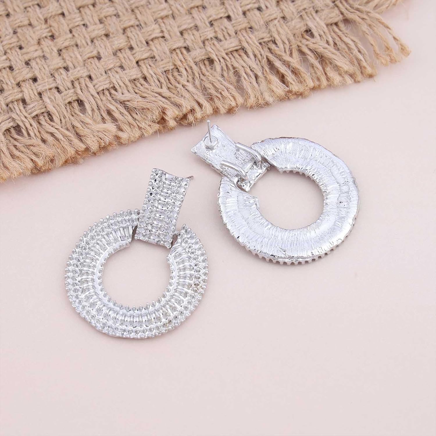 Vintage Matte Circle Dangle Earrings Open Circle Hoop Drop Earrings Hammered Circle Huggie Earrings Gold Circle Hoop Earrings Jewelry for Women (Gold) - Image 4