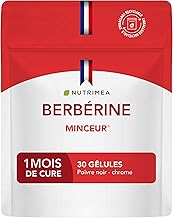 BERBERINE – From Berberis Aristata – Berberine HCL Concentrated 97% – Black Pepper & Chrome – Regulates Sugar and Blood Fats – 1 Month – 30 Vegan Capsules – Nutrimea