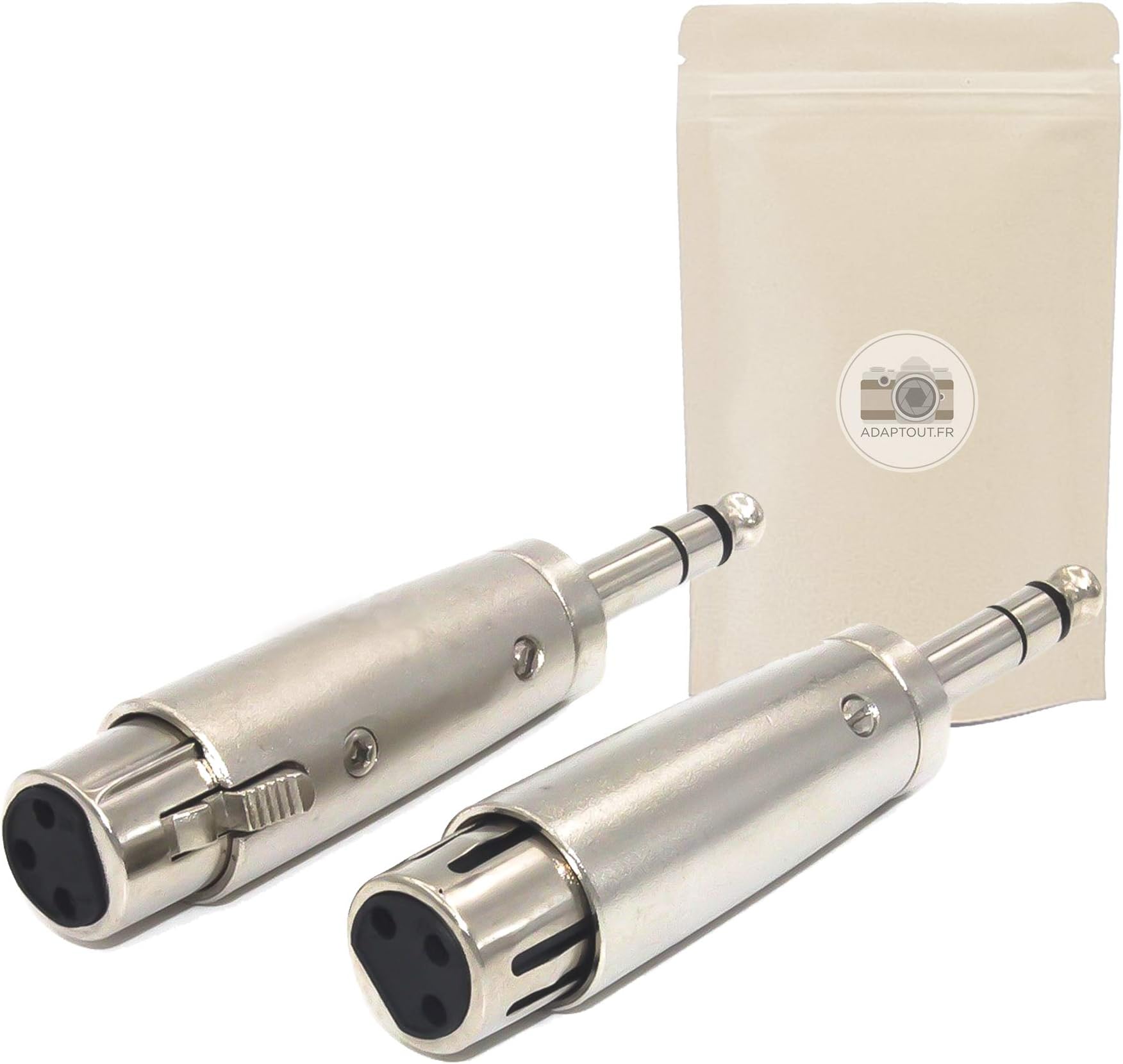 Adaptout X2 Adaptateur Gros Jack 6.35mm Male vers XLR Femelle 3 Broches Pins Voies Stereo