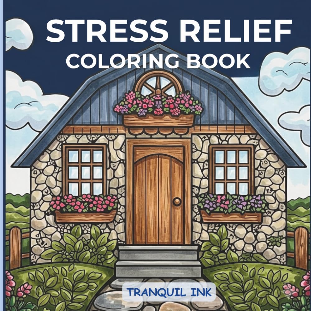 Stress Relief Coloring Book for Adults: 50 Single-Sided Illustrations for Relaxation and Mindfulness with Beautiful Patterns, Flowers, and ... – Easy, Cozy and Fun Coloring Experience
