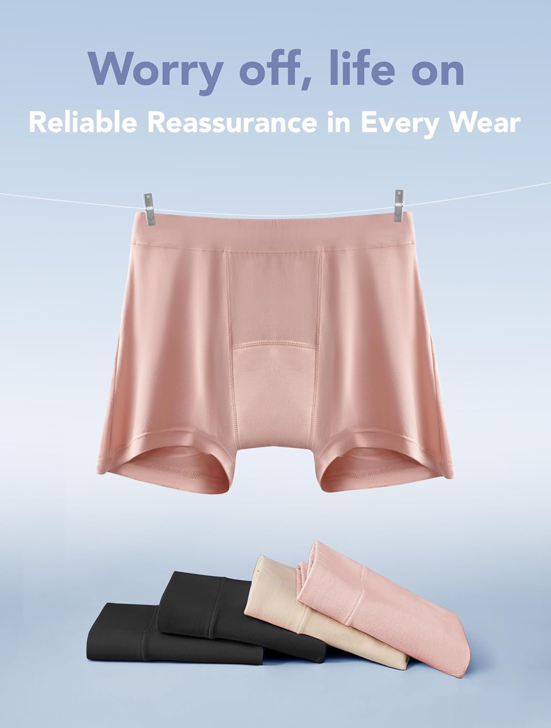 TIICHOO Incontinence Underwear for Women Washable Leak Proof Boxers Bladder Protective Boyshorts 5 Pack - Image 6