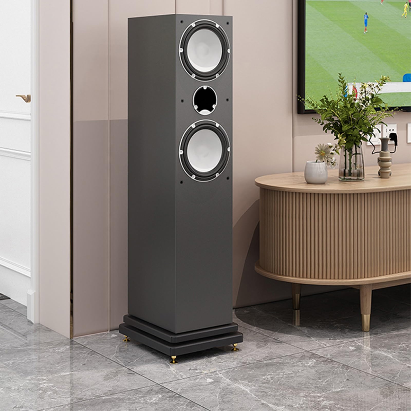 Moderno supporto per amplificatore HiFi multifunzionale in legno per soggiorno, studio musicale, 30 x 30 cm, ripiano per display audio
