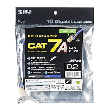 Amazon.co.jp: サンワサプライ CAT7A LANケーブル (0.2m) 10Gbps