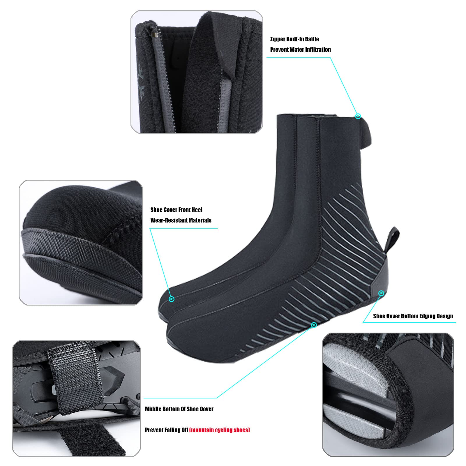 LZQpearl Couvre Chaussures De Cyclisme De Vélo De Montagne Unisexe, Couvre-Chaussures De VTT Imperméables Coupe-Vent Léger Thermique Chaud