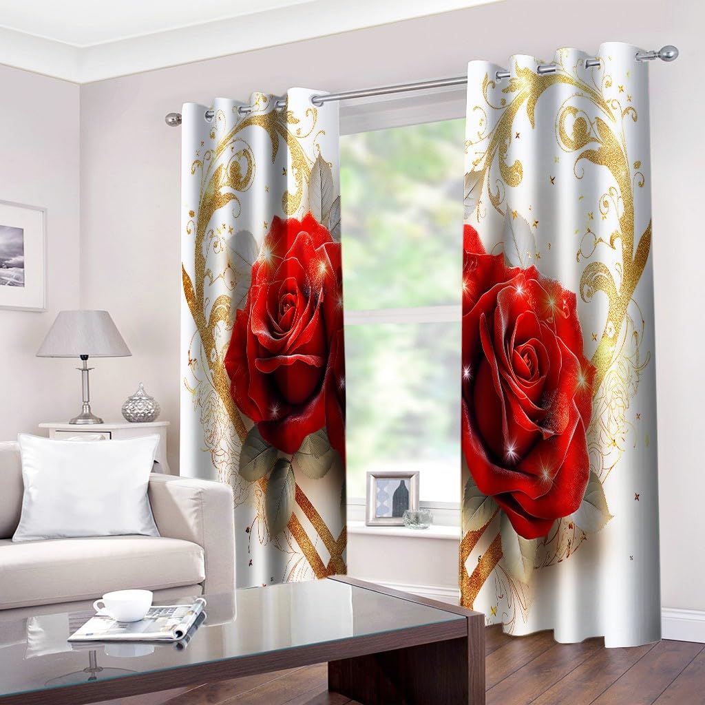 Rideau occultant thermique haut de gamme à oeillets roses florales