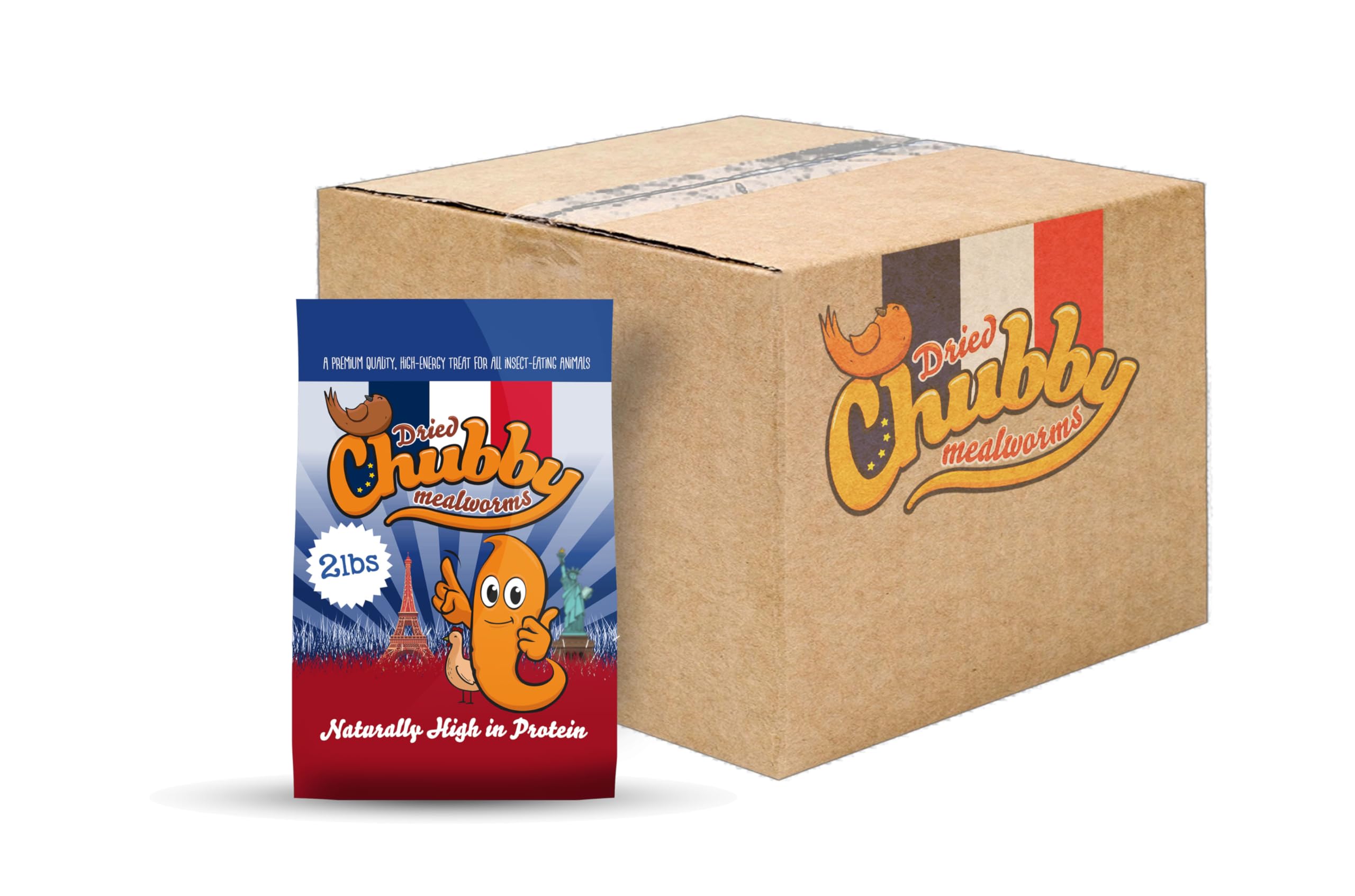 Chubby Dried Mealworms 24 Lbs - Grown in The EU - Non-GMO Mealworms for Chicken & Birds - Chicken Feed Treats for Laying Hens