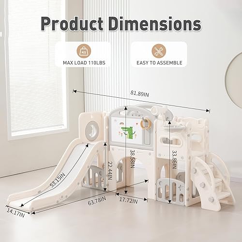 Miniatura 2 de juego de juego para niños pequeños al aire libre con juego de tobogán, juego de patio interior para niños pequeños de 1 a 3 años, juego de escalador