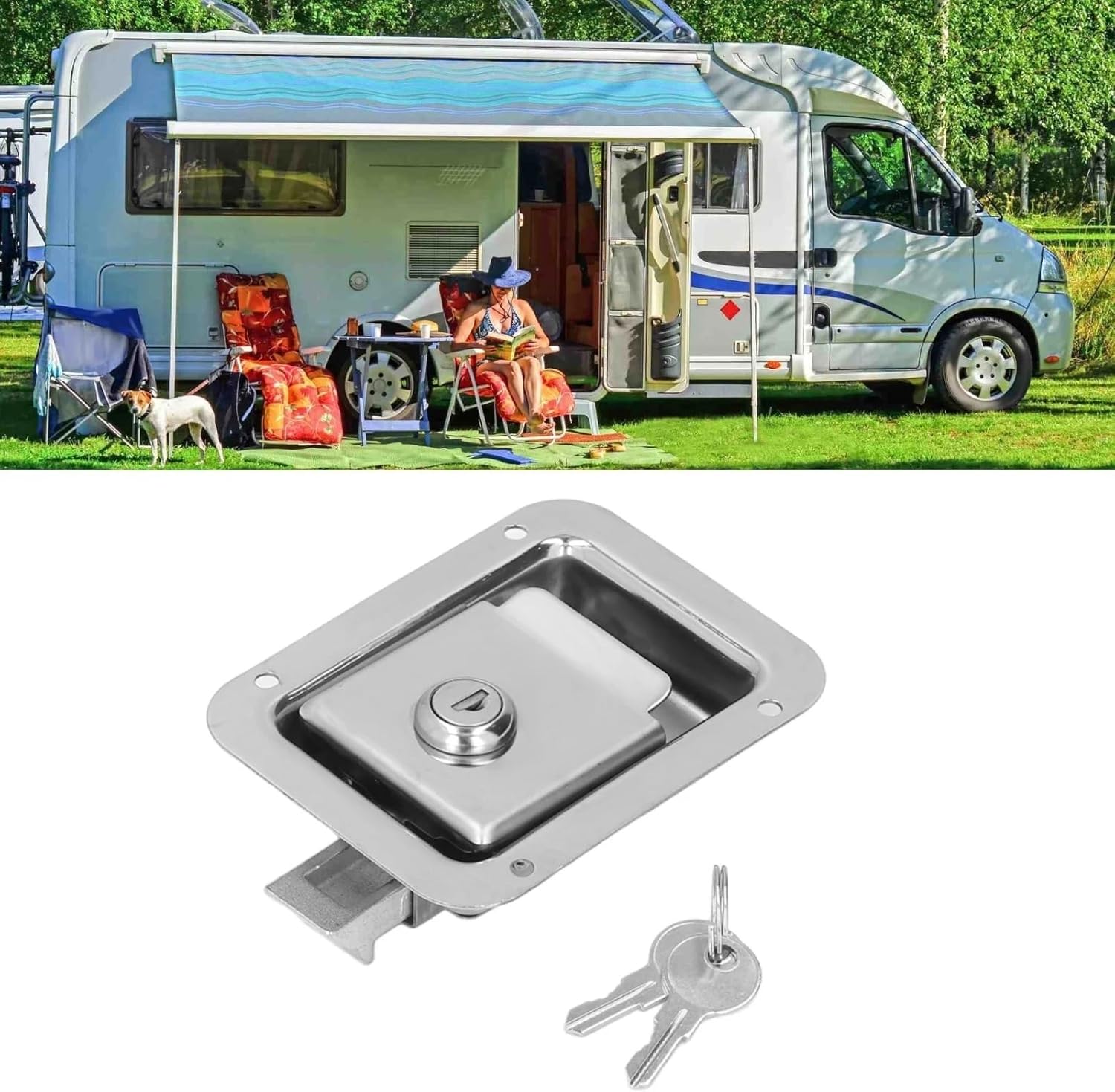 Travel Trailer Lock Stainless Steel Flush Mount Paddle Handle RV Door for Toolbox Cabinet Electric Box 1Pcs