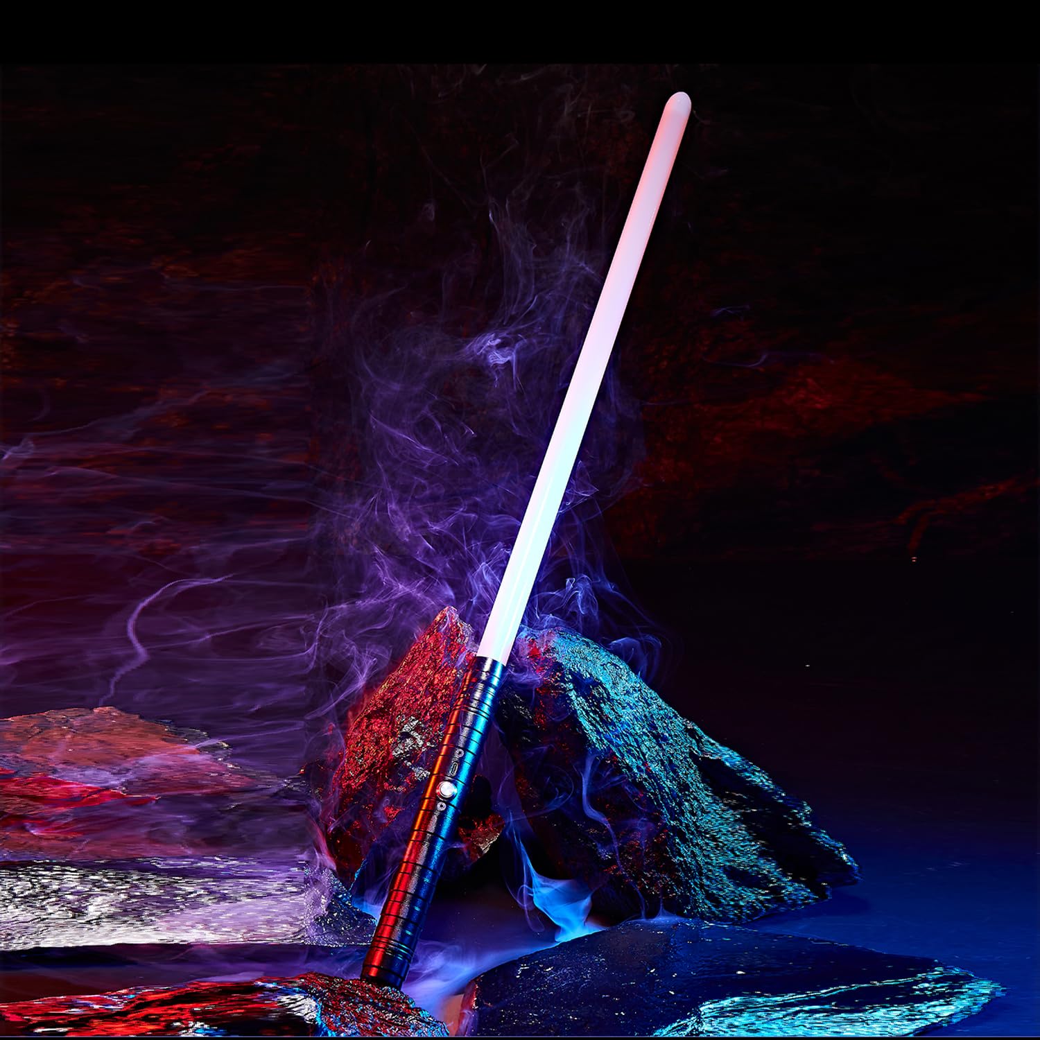 S OUJCEN Lightsaber Fx Dueling Force 15 RGB Colors Type-C Metal Hilt Rechargeable 4 Modes Force Fx Dueling Light Saber Lightsaber Gifts for Boyfriend Girlfriend and Adults?Set of 1?Black??