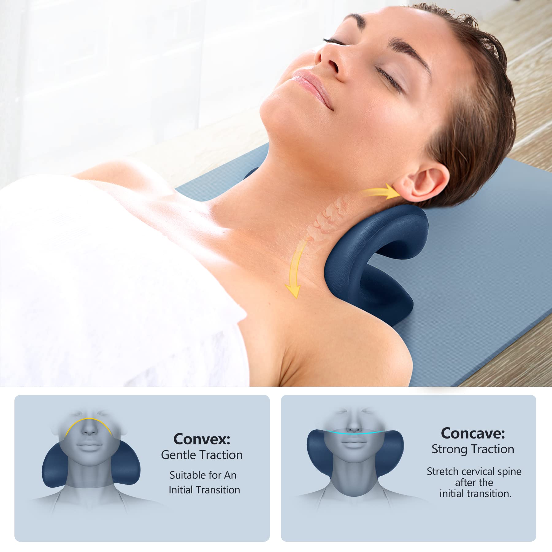 Neck Stretcher for Neck Pain Relief, Heated Cervical Traction Device Pillow with Graphene
