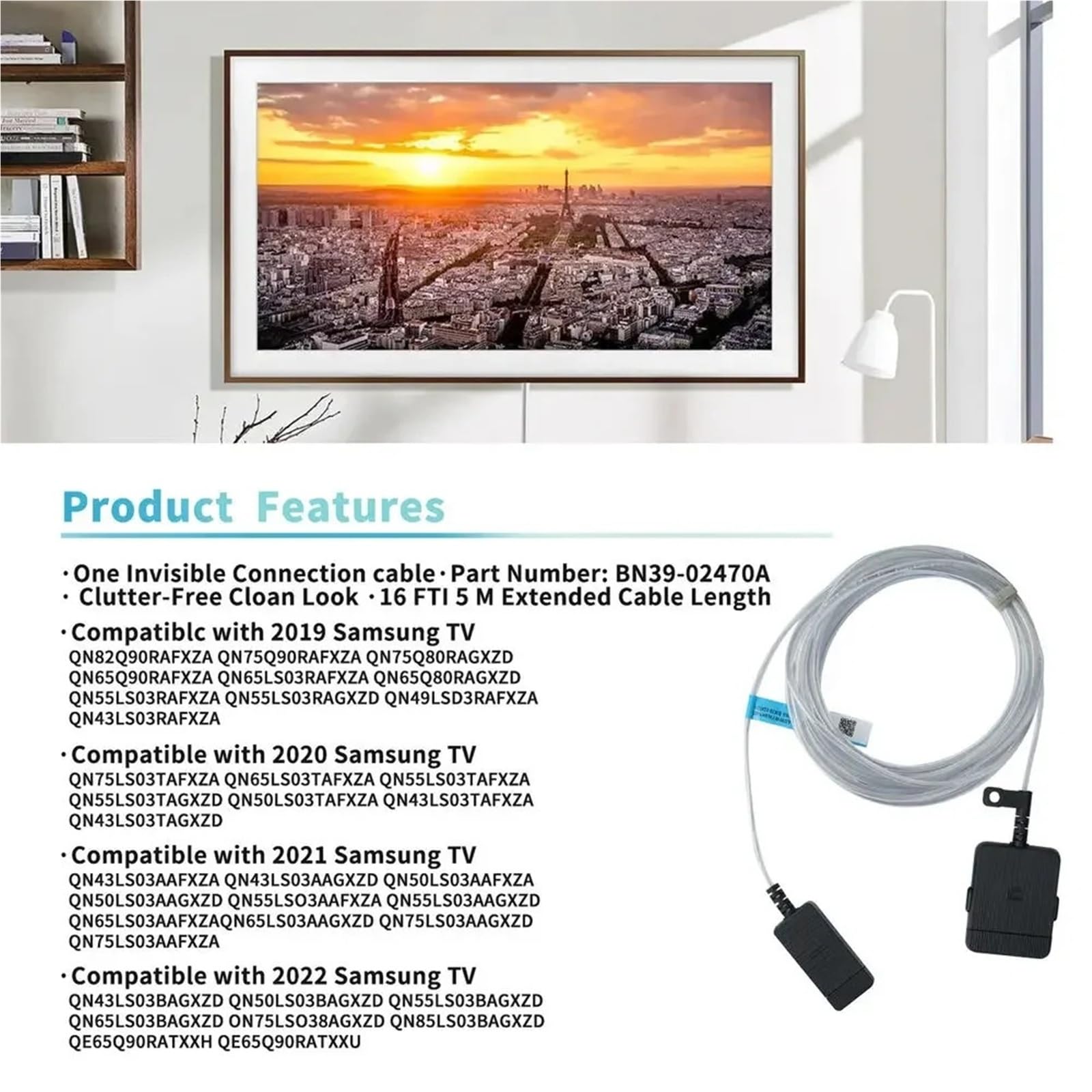 Câble de Connexion TV BN39-02470A Compatible avec Samsung QN55LS03AAFXZA 5M