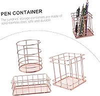 Vista 8 de STOBOK Cesta de almacenamiento de hierro forjado, novedosa cesta de almacenamiento de alambre para mesa de oficina, soporte para bolígrafos