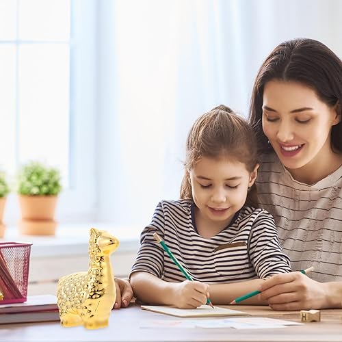 Miniatura 4 de Pequeña estatua de animal dorada de alpaca, decoración moderna para el hogar, figuras de cerámica de animales, decoración de estantería, escultura