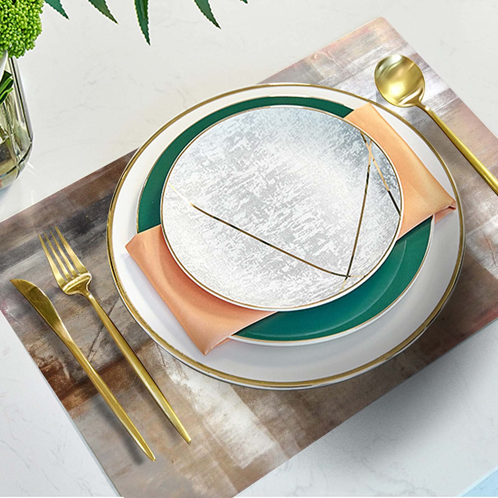 Mcalk Tischläufer & 6 Platzsets Set – Grau & Gelb, Aus Waschbarem Leinen, 180x33 Cm Läufer & 45x30 Cm Sets