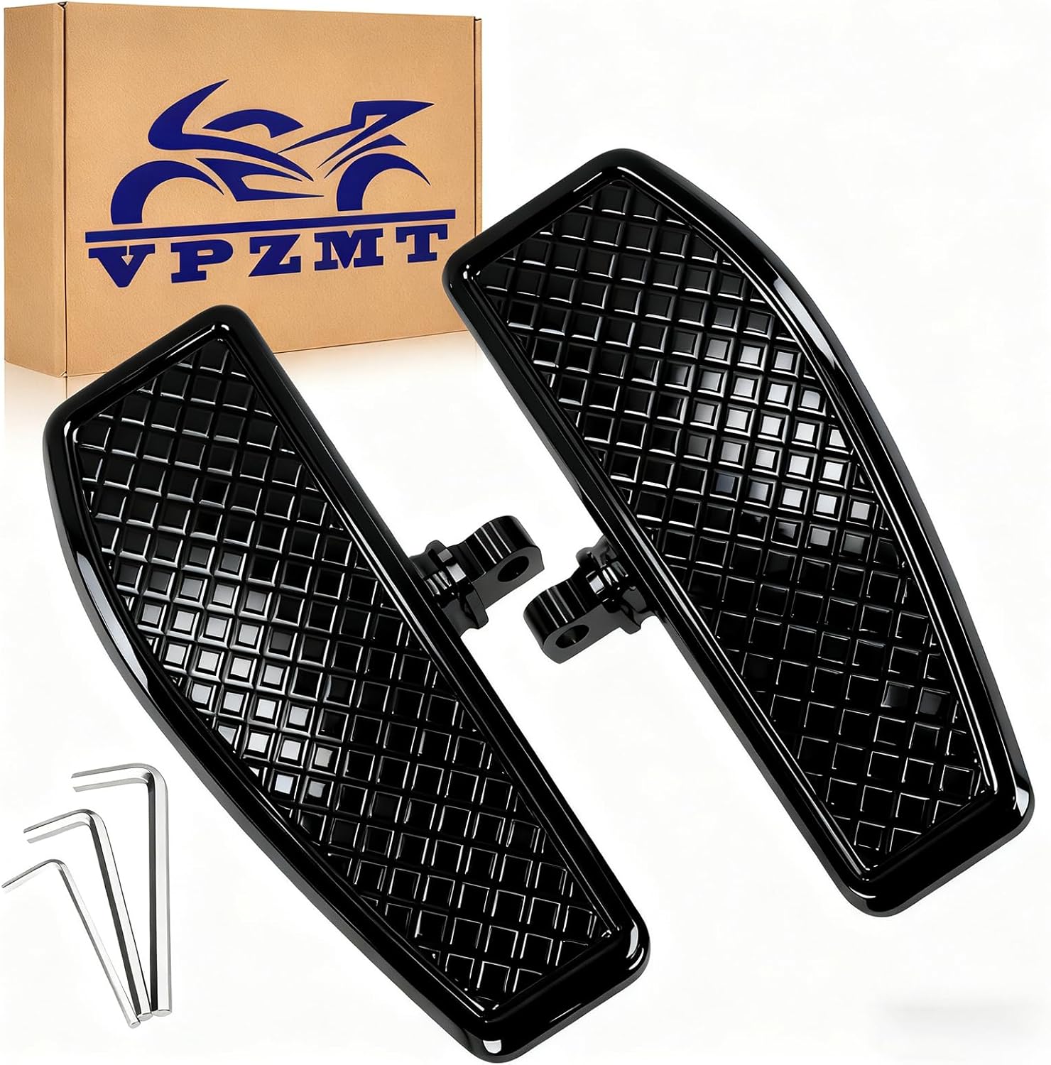 Black Rear Passenger Foot Pegs Floorboards Footrests for Harley Davidson Touring, Road King, Road Glide, Electra Glide, Street Glide, Softail Fat Boy, Breakout, Heritage, Dyna Models