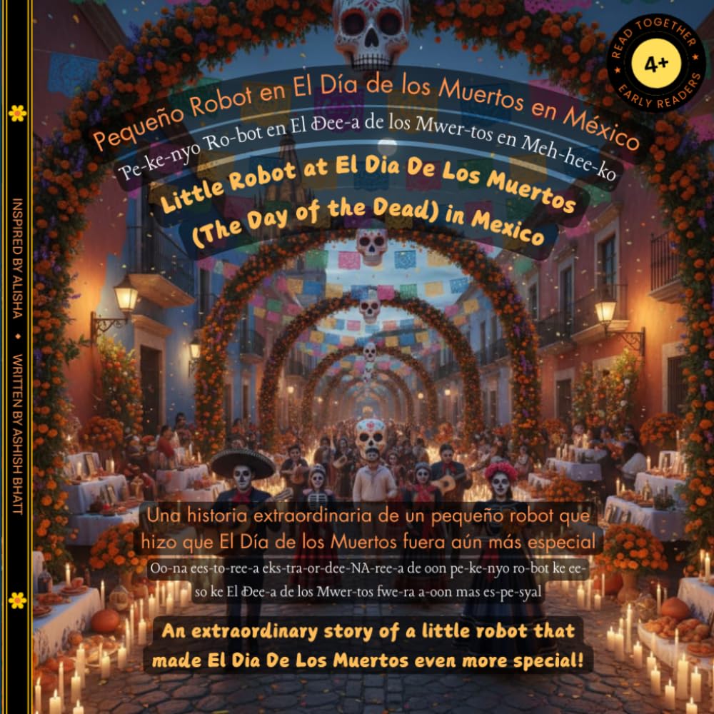 Little Robot at El Dia De Los Muertos (The Day of the Dead) in Mexico (Spanish-English): An extraordinary story of a little robot that made El Dia De ... special! (The Little Robot Bilingual Books)